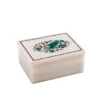 Handcrafted Marble Jewellery Box with Bird Motif Semi-Precious Stone Inlay | Luxury Pietra Dura Art Box from Agra - Image 3