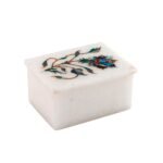 Handcrafted Marble Jewellery Box with Floral Mother of Pearl & Semi-Precious Stone Inlay - Image 3