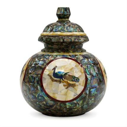 Luxury Mother of Pearl Inlay Decorative Jar with Peacock Design
