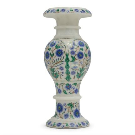Marble Flower Vase with Blue Floral